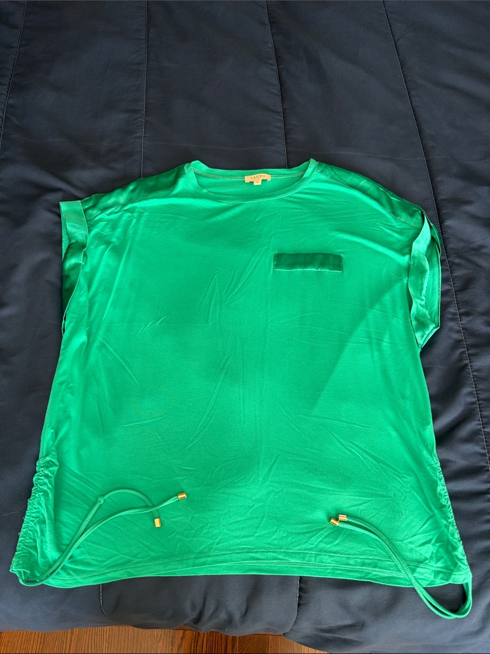 Women’s Turquoise Short Sleeve Tee with Pocket and Side Ties